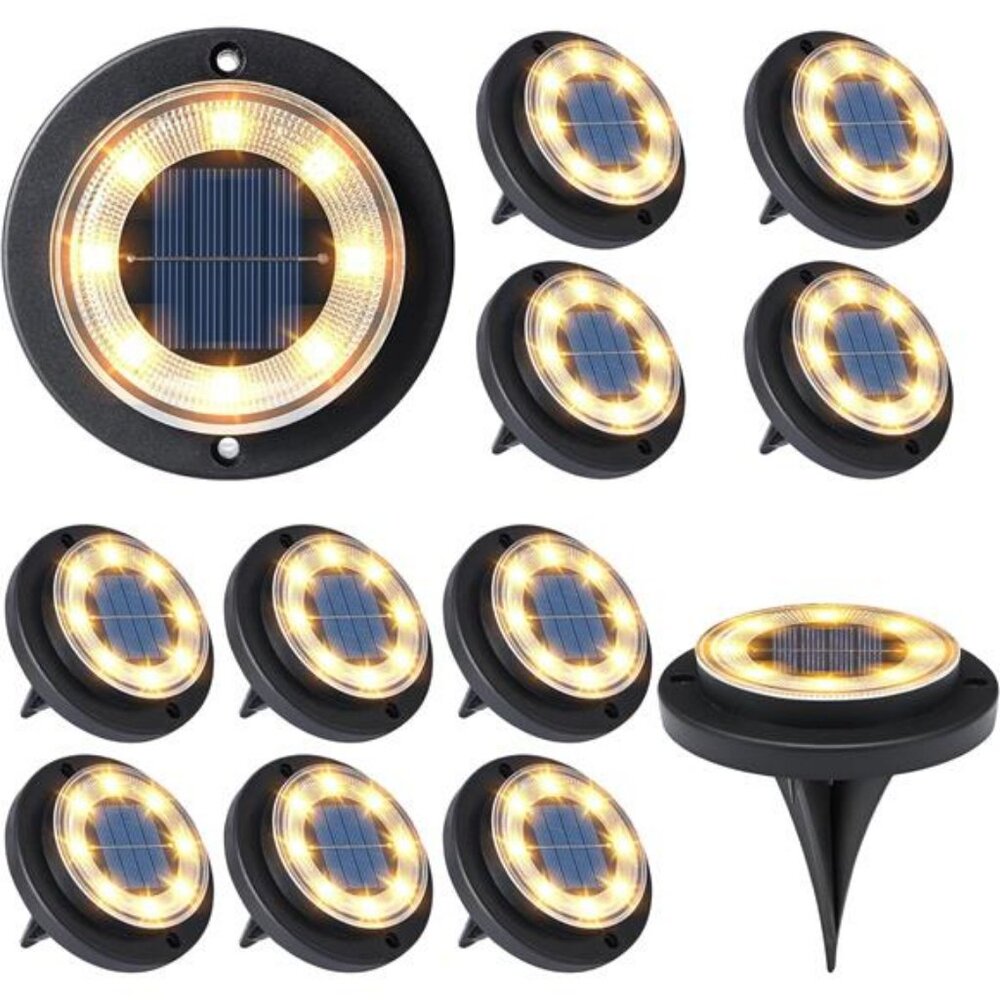 Solar Ground Lights - Solar Powered Lights Outdoor Solar Disk Light - Picture 1 of 7